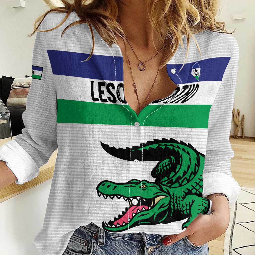 Custom Lesotho Football Women Casual Shirt Likuena For Victory