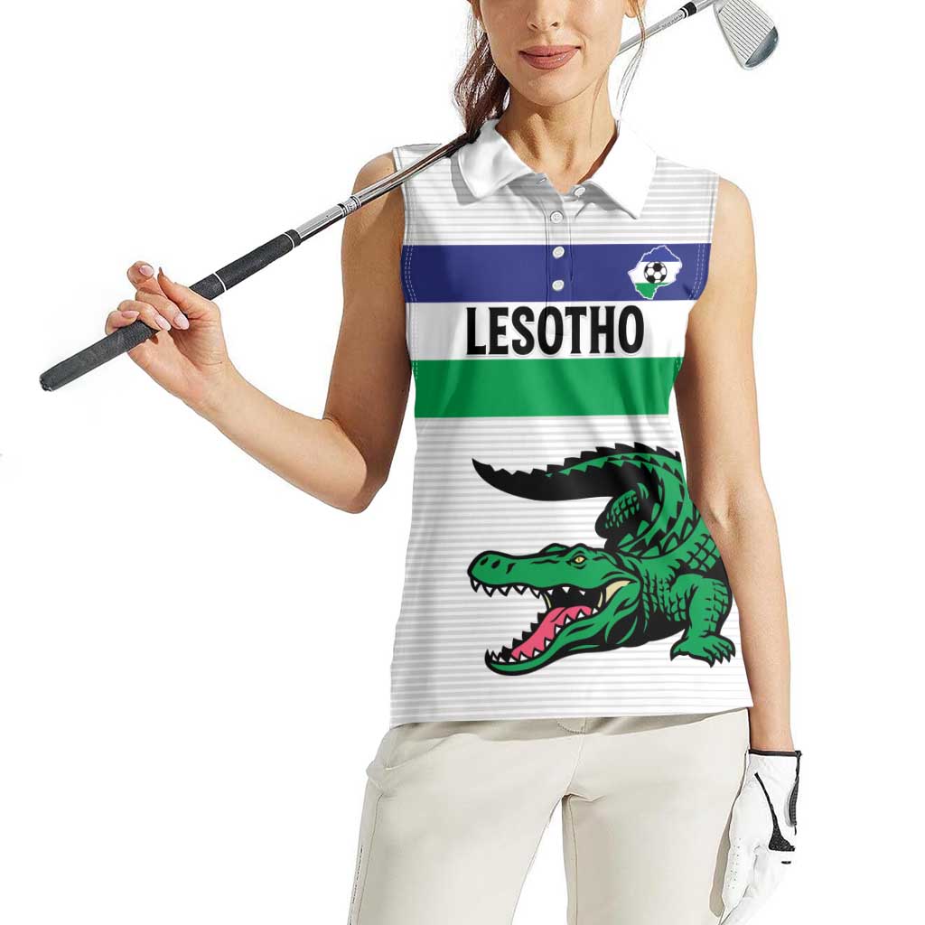 Custom Lesotho Football Women Sleeveless Polo Shirt Likuena For Victory
