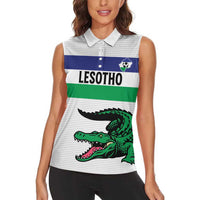 Custom Lesotho Football Women Sleeveless Polo Shirt Likuena For Victory