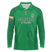 Custom Comoros Football Long Sleeve Polo Shirt Allez Les Coelacantes
