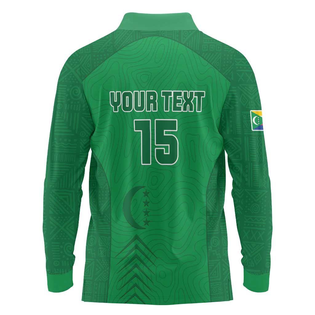 Custom Comoros Football Long Sleeve Polo Shirt Allez Les Coelacantes