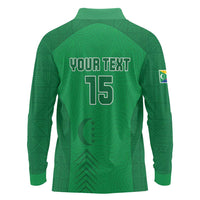 Custom Comoros Football Long Sleeve Polo Shirt Allez Les Coelacantes