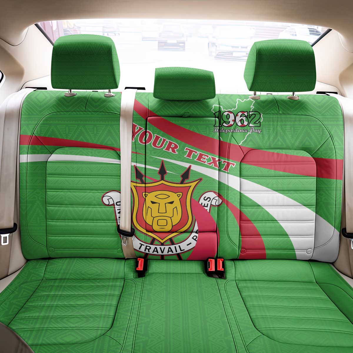 Personalized Burundi Independence Day Back Car Seat Cover Coat Of Arms With Map