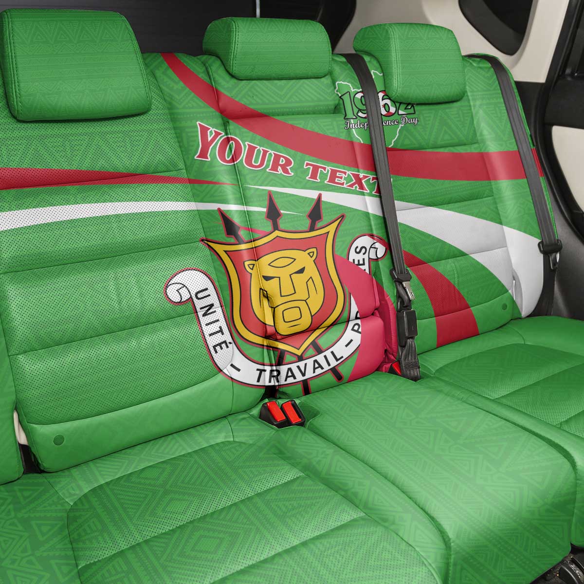 Personalized Burundi Independence Day Back Car Seat Cover Coat Of Arms With Map