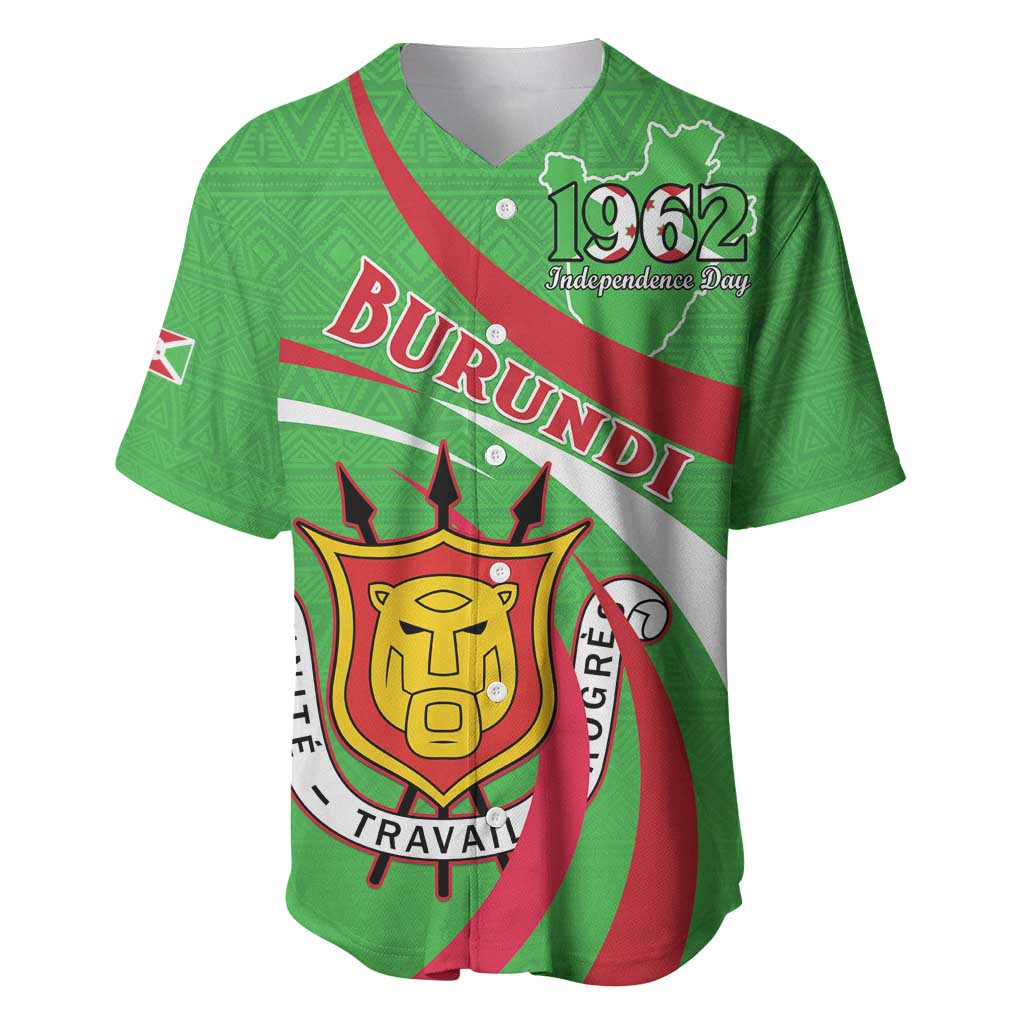 Personalized Burundi Independence Day Baseball Jersey Coat Of Arms With Map