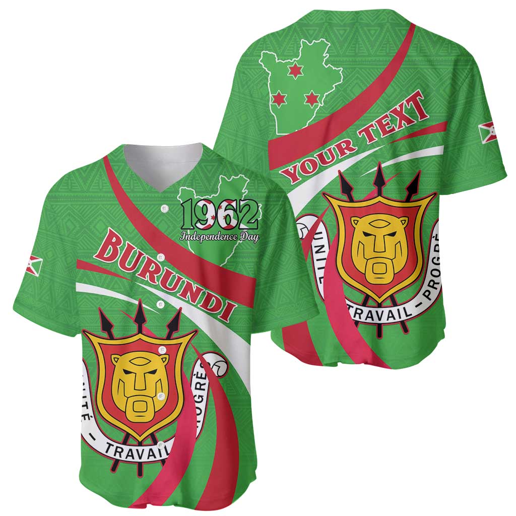 Personalized Burundi Independence Day Baseball Jersey Coat Of Arms With Map