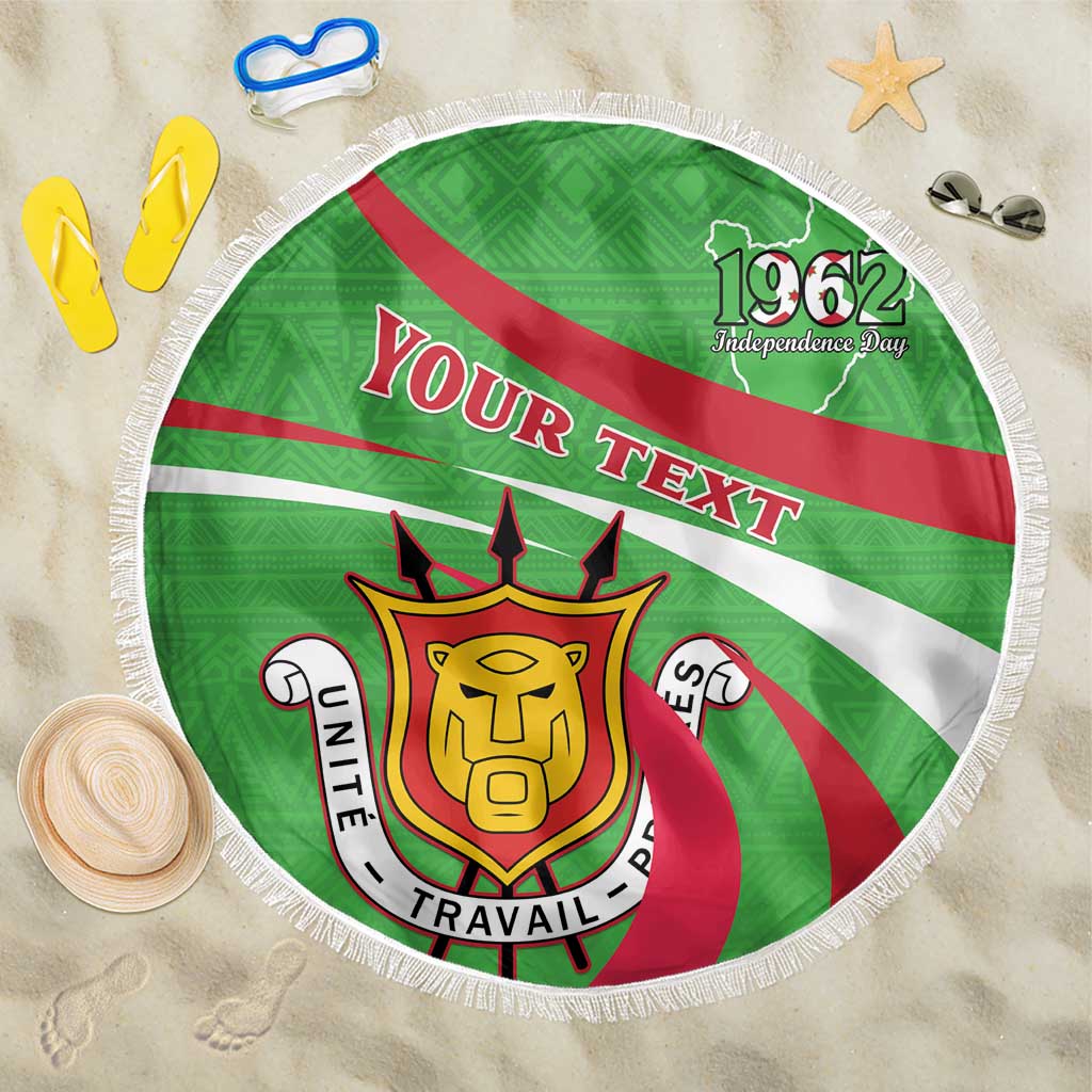 Personalized Burundi Independence Day Beach Blanket Coat Of Arms With Map