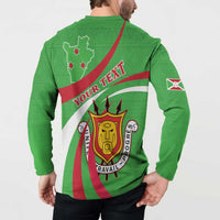 Personalized Burundi Independence Day Button Sweatshirt Coat Of Arms With Map