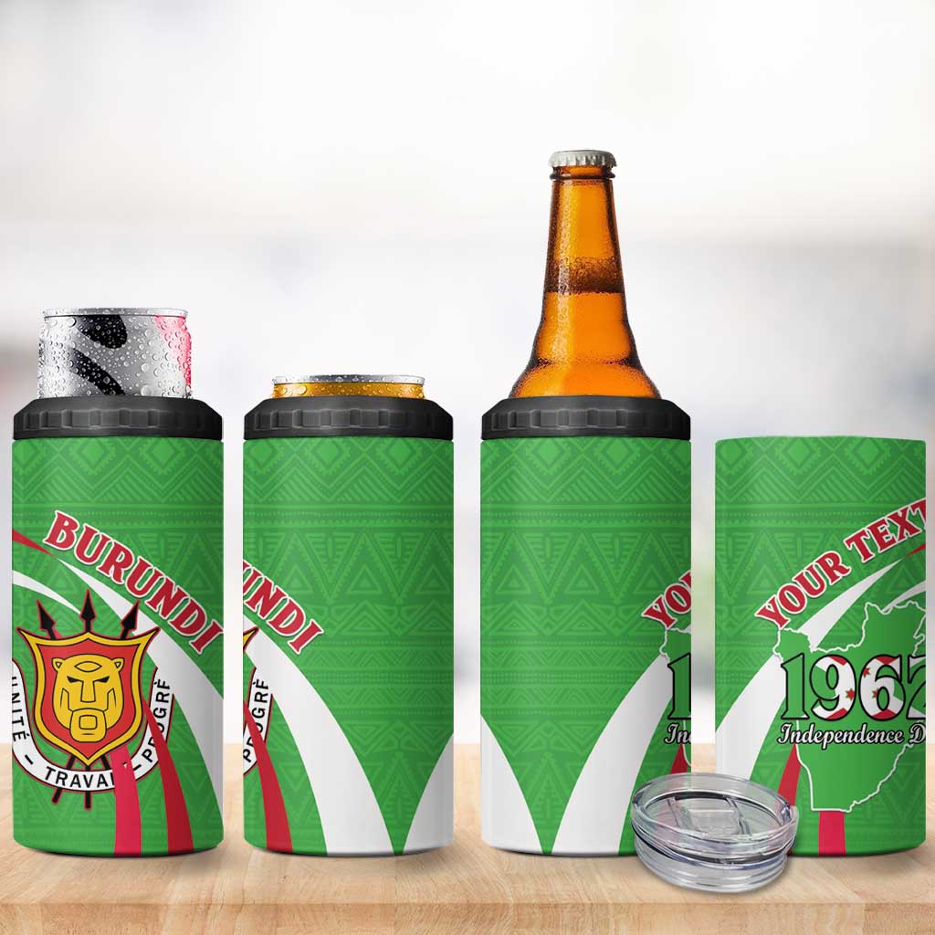 Personalized Burundi Independence Day 4 in 1 Can Cooler Tumbler Coat Of Arms With Map
