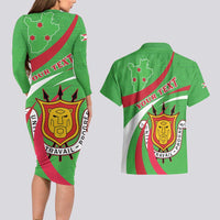 Personalized Burundi Independence Day Couples Matching Long Sleeve Bodycon Dress and Hawaiian Shirt Coat Of Arms With Map