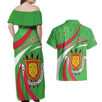Personalized Burundi Independence Day Couples Matching Off Shoulder Maxi Dress and Hawaiian Shirt Coat Of Arms With Map