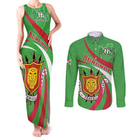 Personalized Burundi Independence Day Couples Matching Tank Maxi Dress and Long Sleeve Button Shirt Coat Of Arms With Map