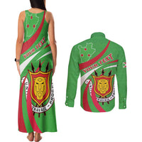 Personalized Burundi Independence Day Couples Matching Tank Maxi Dress and Long Sleeve Button Shirt Coat Of Arms With Map