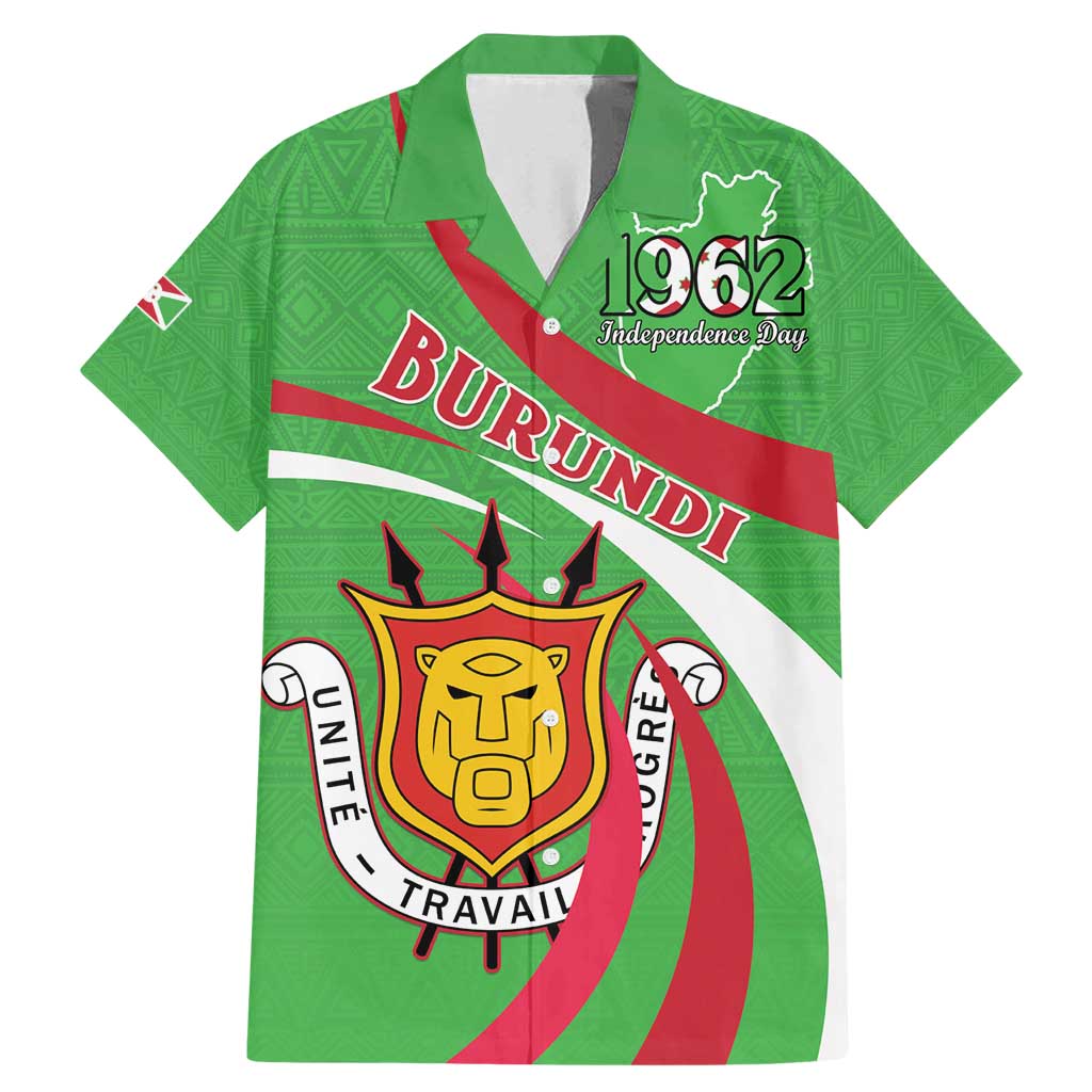Personalized Burundi Independence Day Family Matching Mermaid Dress and Hawaiian Shirt Coat Of Arms With Map