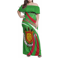 Personalized Burundi Independence Day Family Matching Off Shoulder Maxi Dress and Hawaiian Shirt Coat Of Arms With Map