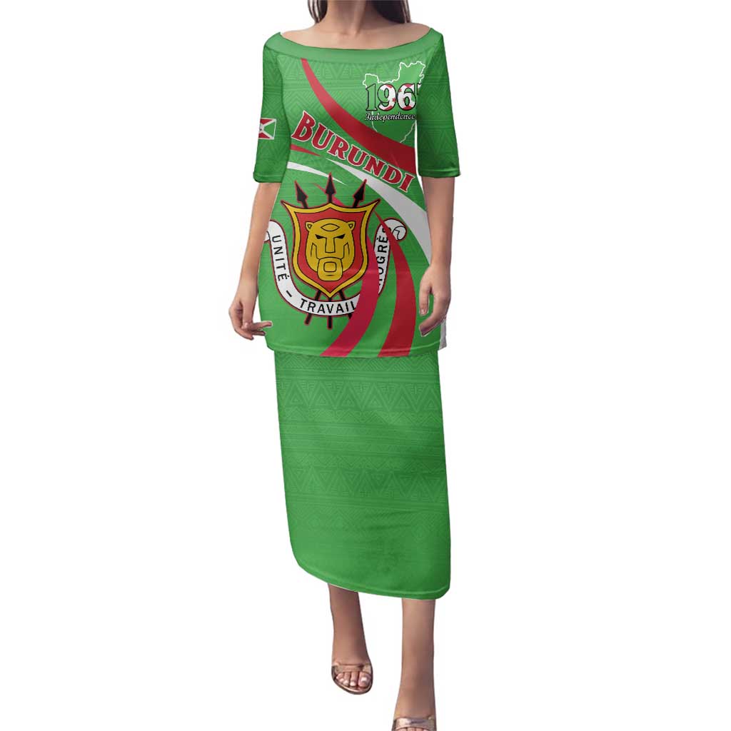Personalized Burundi Independence Day Family Matching Puletasi and Hawaiian Shirt Coat Of Arms With Map