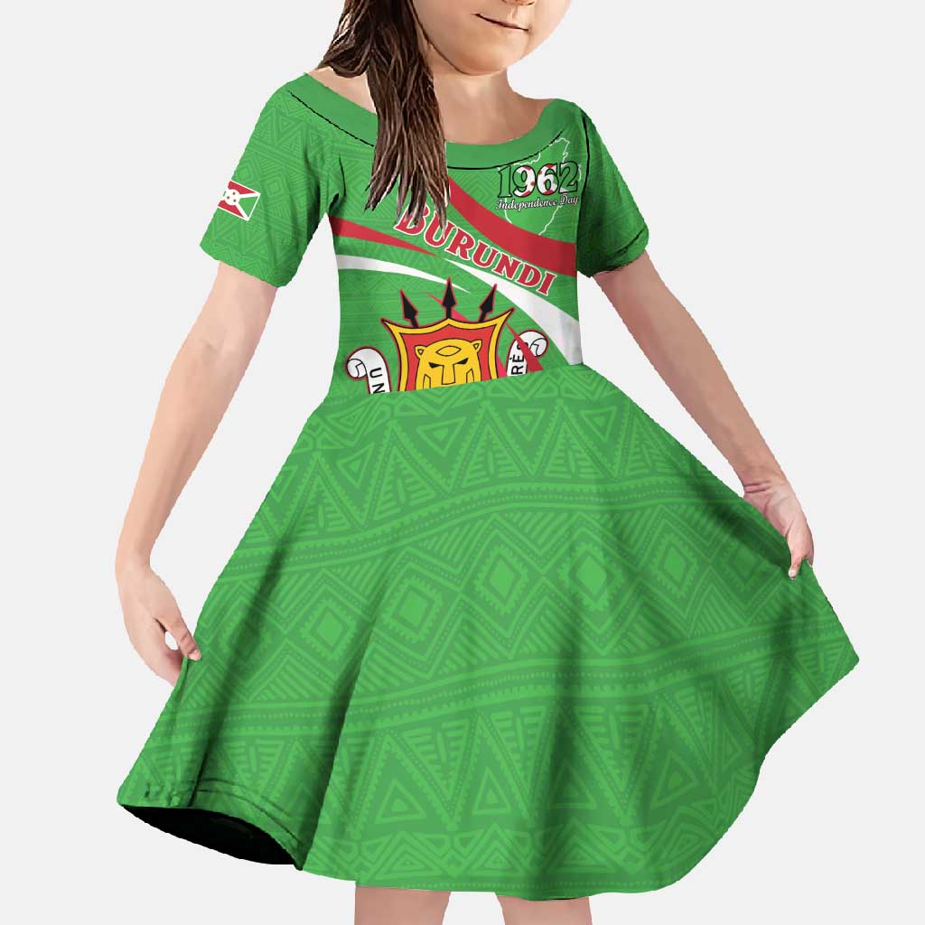 Personalized Burundi Independence Day Family Matching Short Sleeve Bodycon Dress and Hawaiian Shirt Coat Of Arms With Map