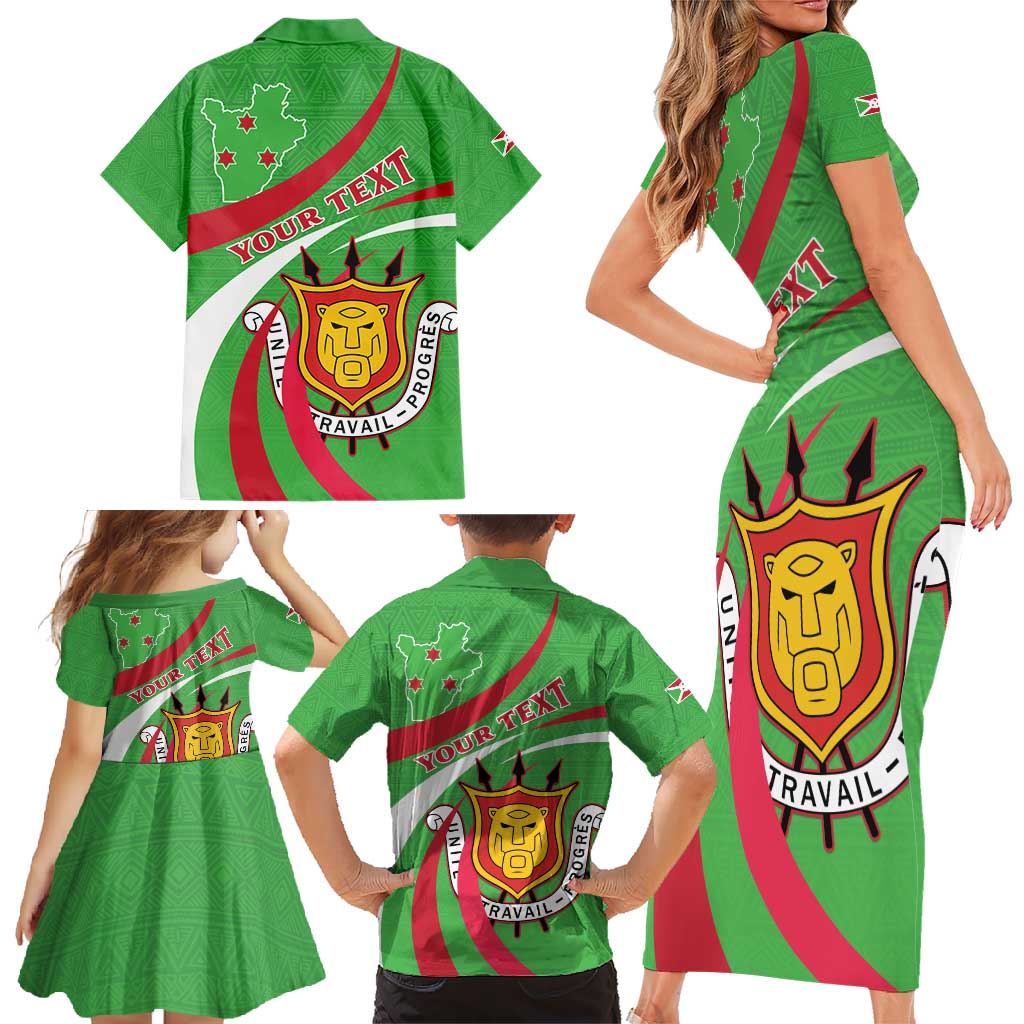 Personalized Burundi Independence Day Family Matching Short Sleeve Bodycon Dress and Hawaiian Shirt Coat Of Arms With Map