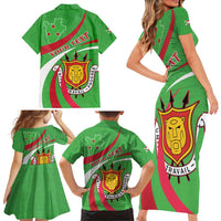 Personalized Burundi Independence Day Family Matching Short Sleeve Bodycon Dress and Hawaiian Shirt Coat Of Arms With Map