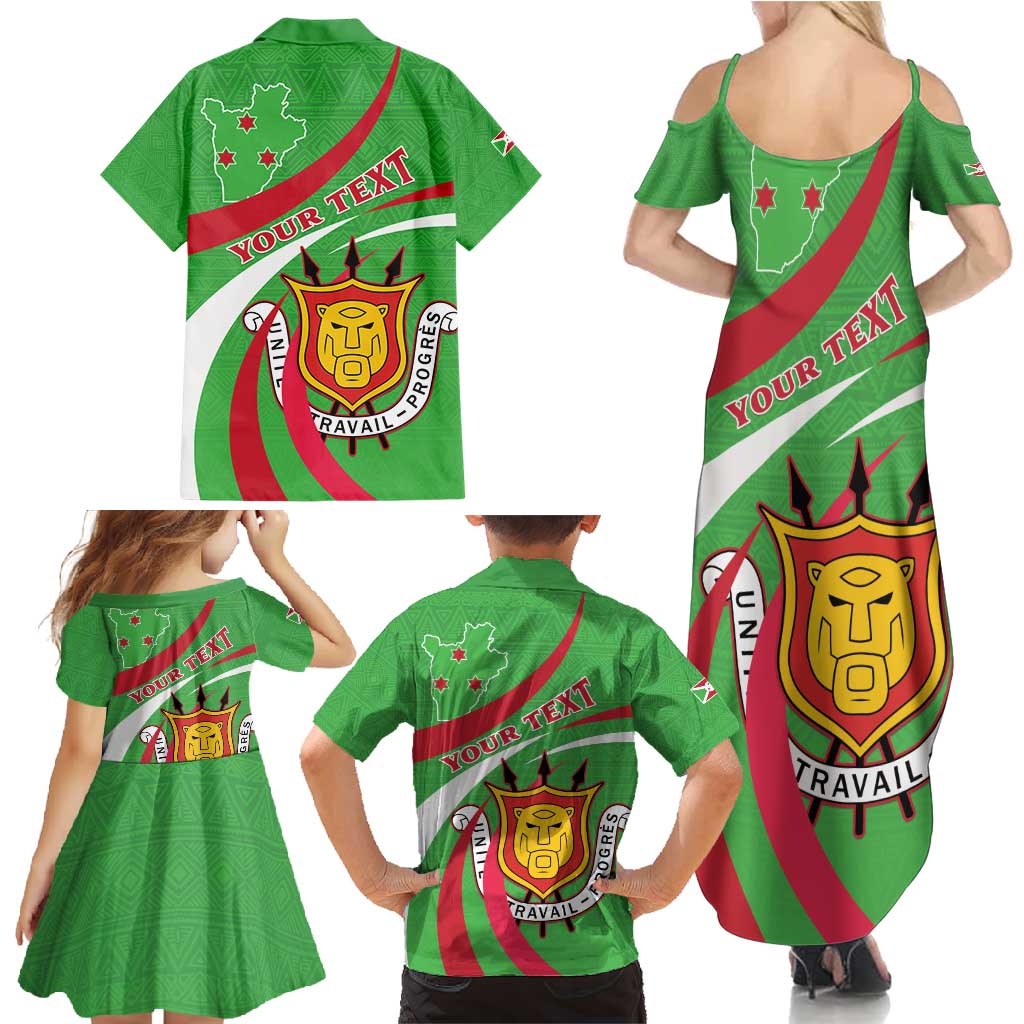 Personalized Burundi Independence Day Family Matching Summer Maxi Dress and Hawaiian Shirt Coat Of Arms With Map