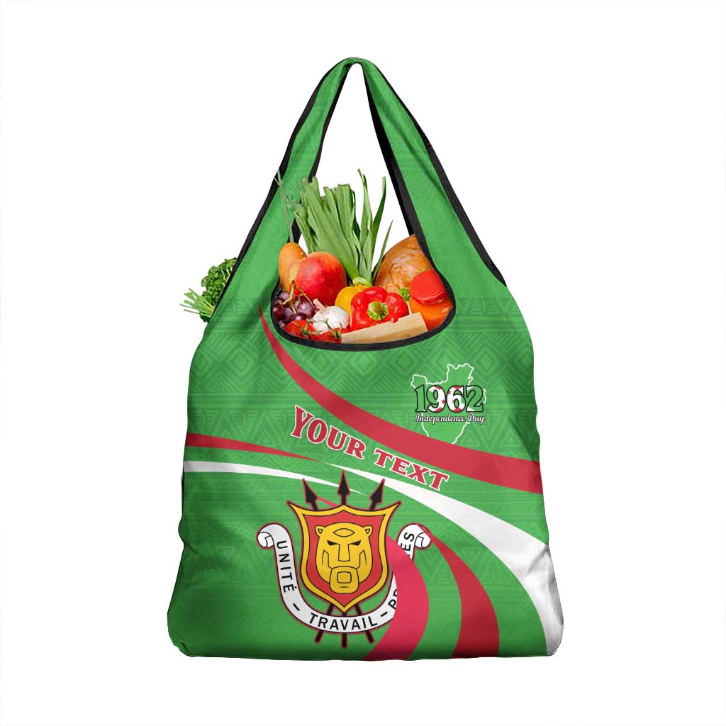 Personalized Burundi Independence Day Grocery Bag Coat Of Arms With Map
