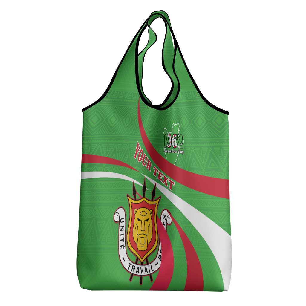 Personalized Burundi Independence Day Grocery Bag Coat Of Arms With Map
