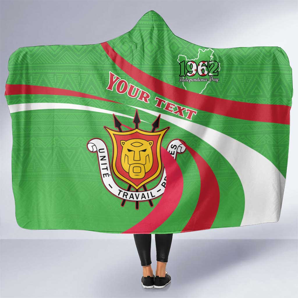 Personalized Burundi Independence Day Hooded Blanket Coat Of Arms With Map