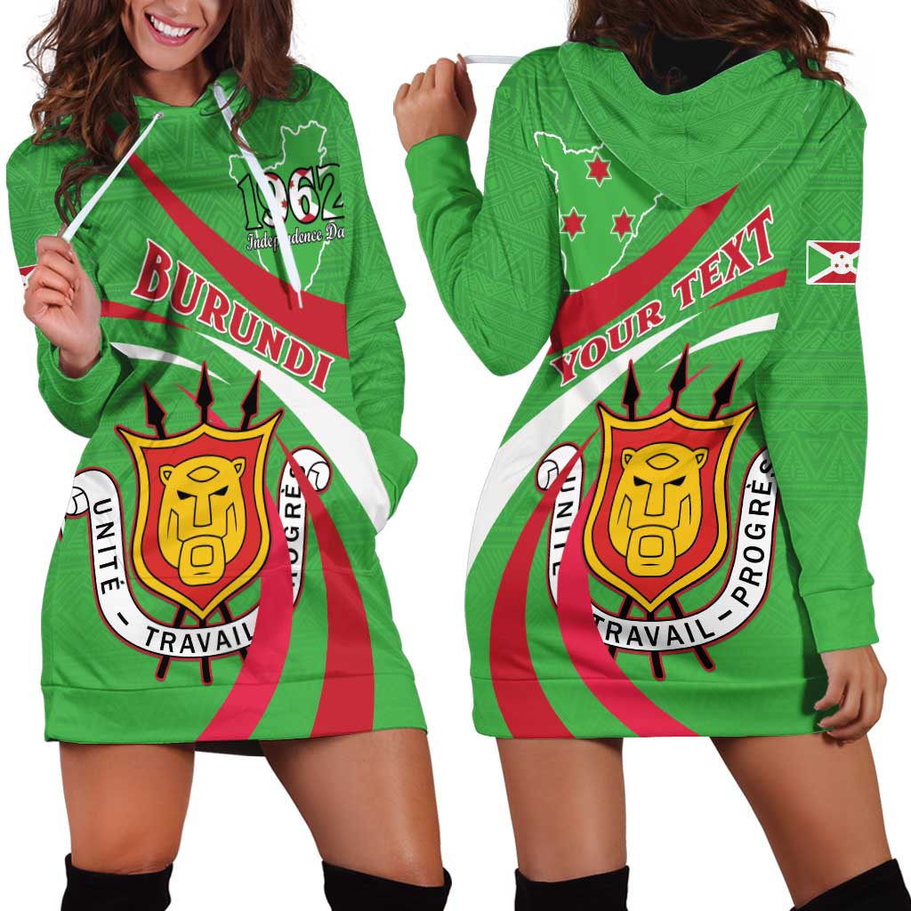 Personalized Burundi Independence Day Hoodie Dress Coat Of Arms With Map