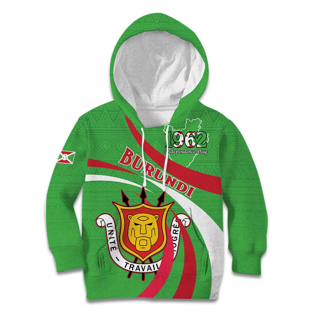 Personalized Burundi Independence Day Kid Hoodie Coat Of Arms With Map