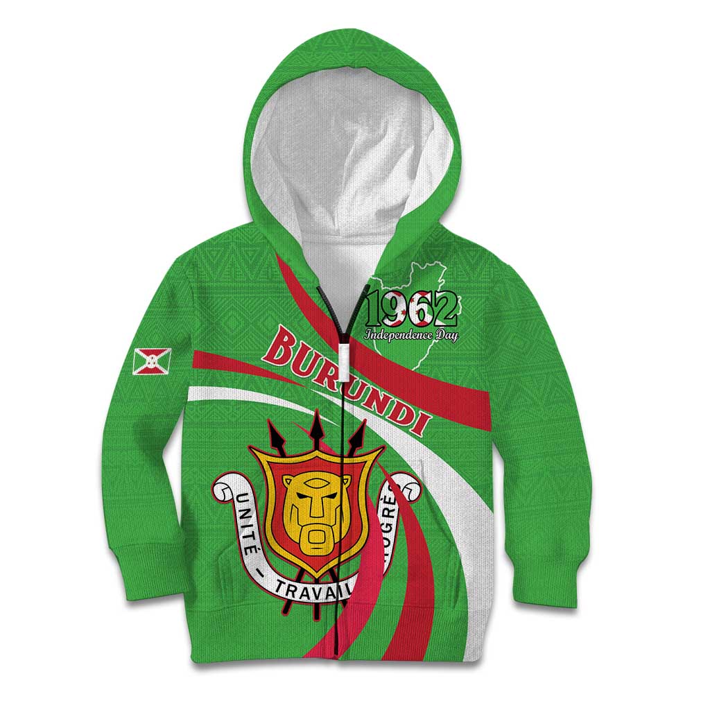 Personalized Burundi Independence Day Kid Hoodie Coat Of Arms With Map