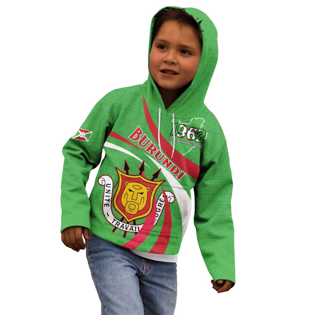 Personalized Burundi Independence Day Kid Hoodie Coat Of Arms With Map