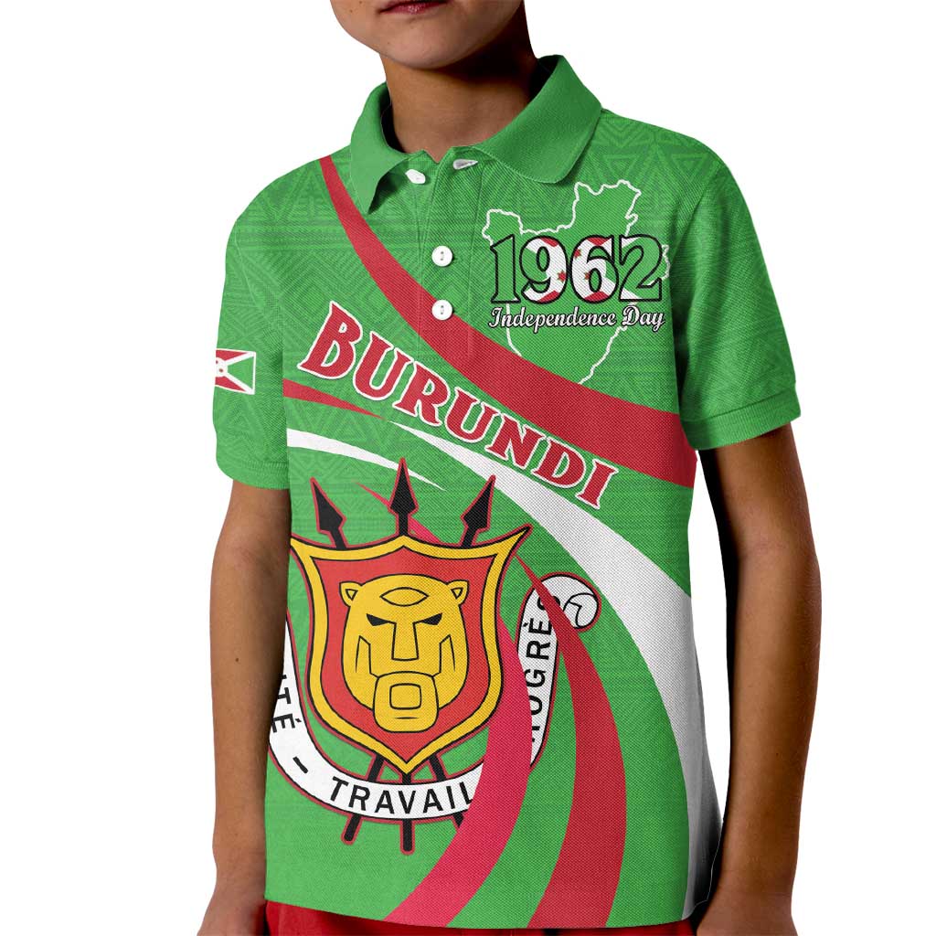 Personalized Burundi Independence Day Kid Polo Shirt Coat Of Arms With Map