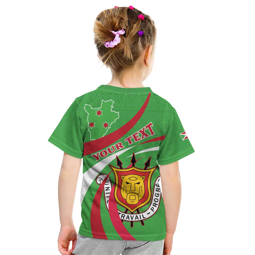 Personalized Burundi Independence Day Kid T Shirt Coat Of Arms With Map