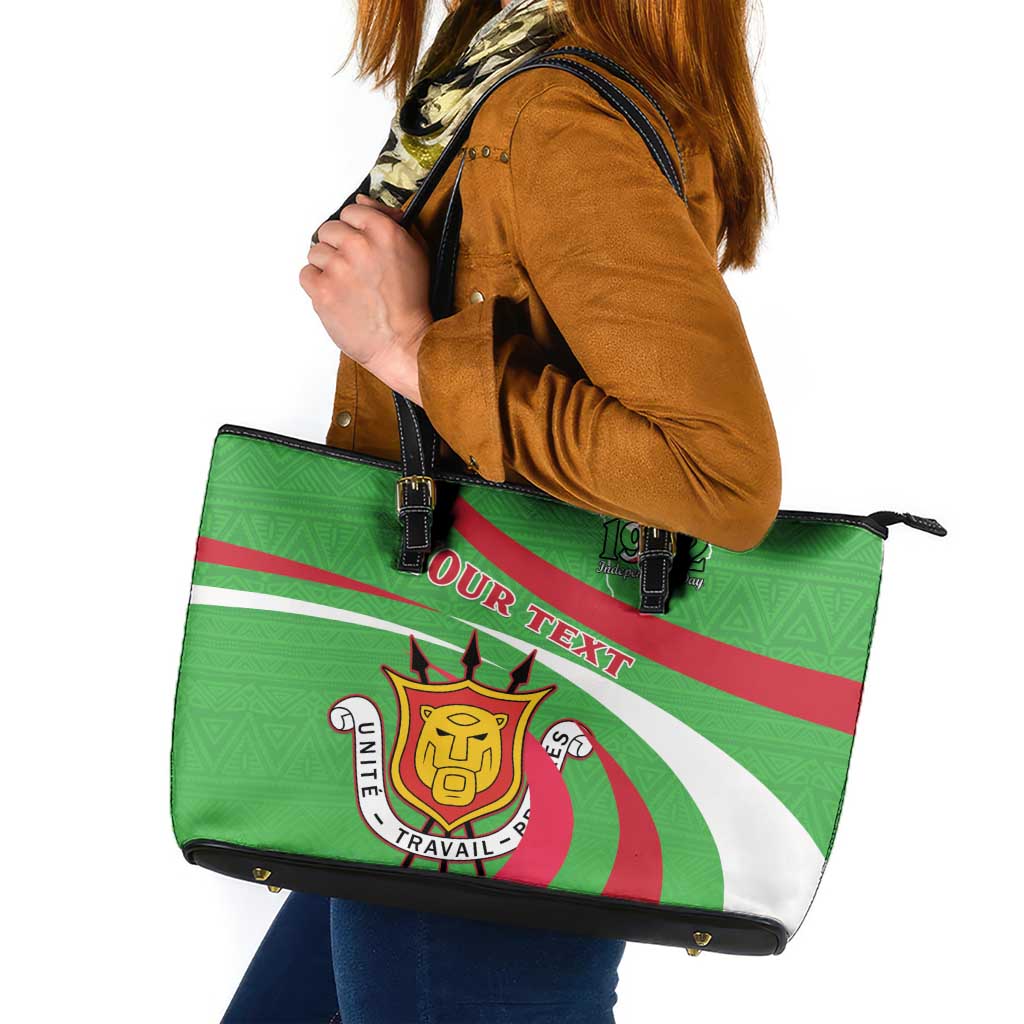 Personalized Burundi Independence Day Leather Tote Bag Coat Of Arms With Map
