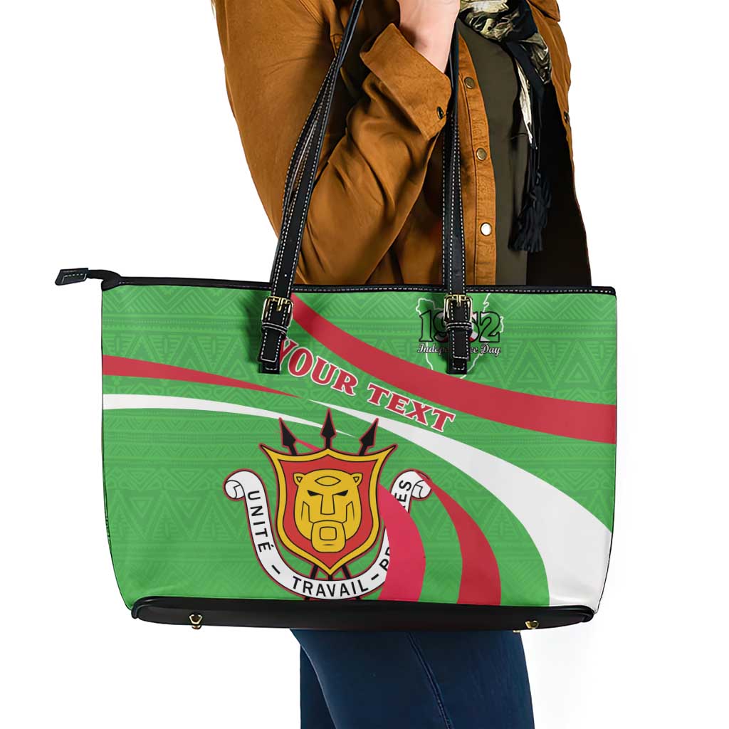 Personalized Burundi Independence Day Leather Tote Bag Coat Of Arms With Map