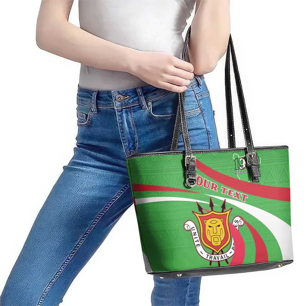 Personalized Burundi Independence Day Leather Tote Bag Coat Of Arms With Map