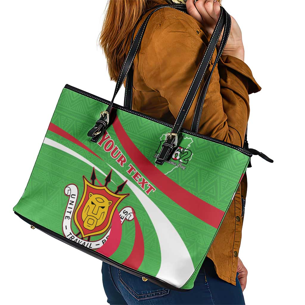 Personalized Burundi Independence Day Leather Tote Bag Coat Of Arms With Map