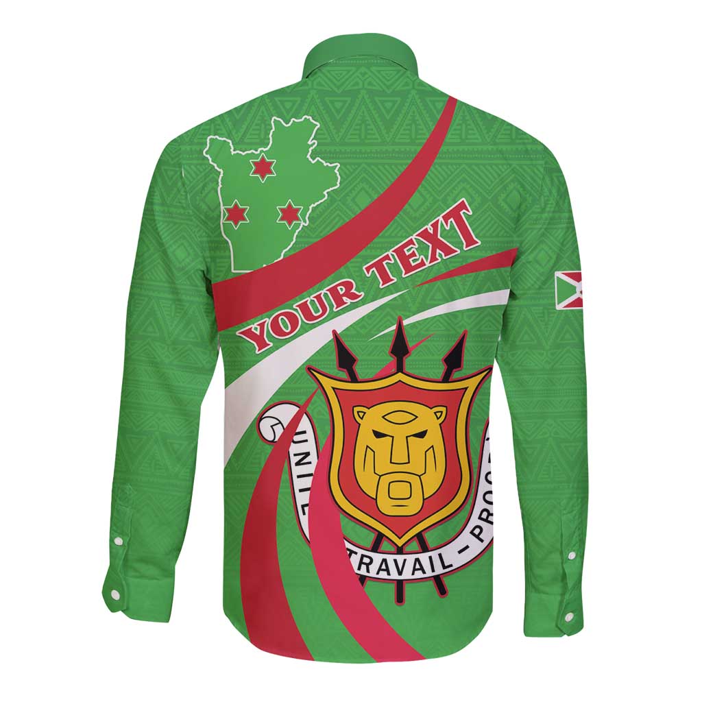 Personalized Burundi Independence Day Long Sleeve Button Shirt Coat Of Arms With Map