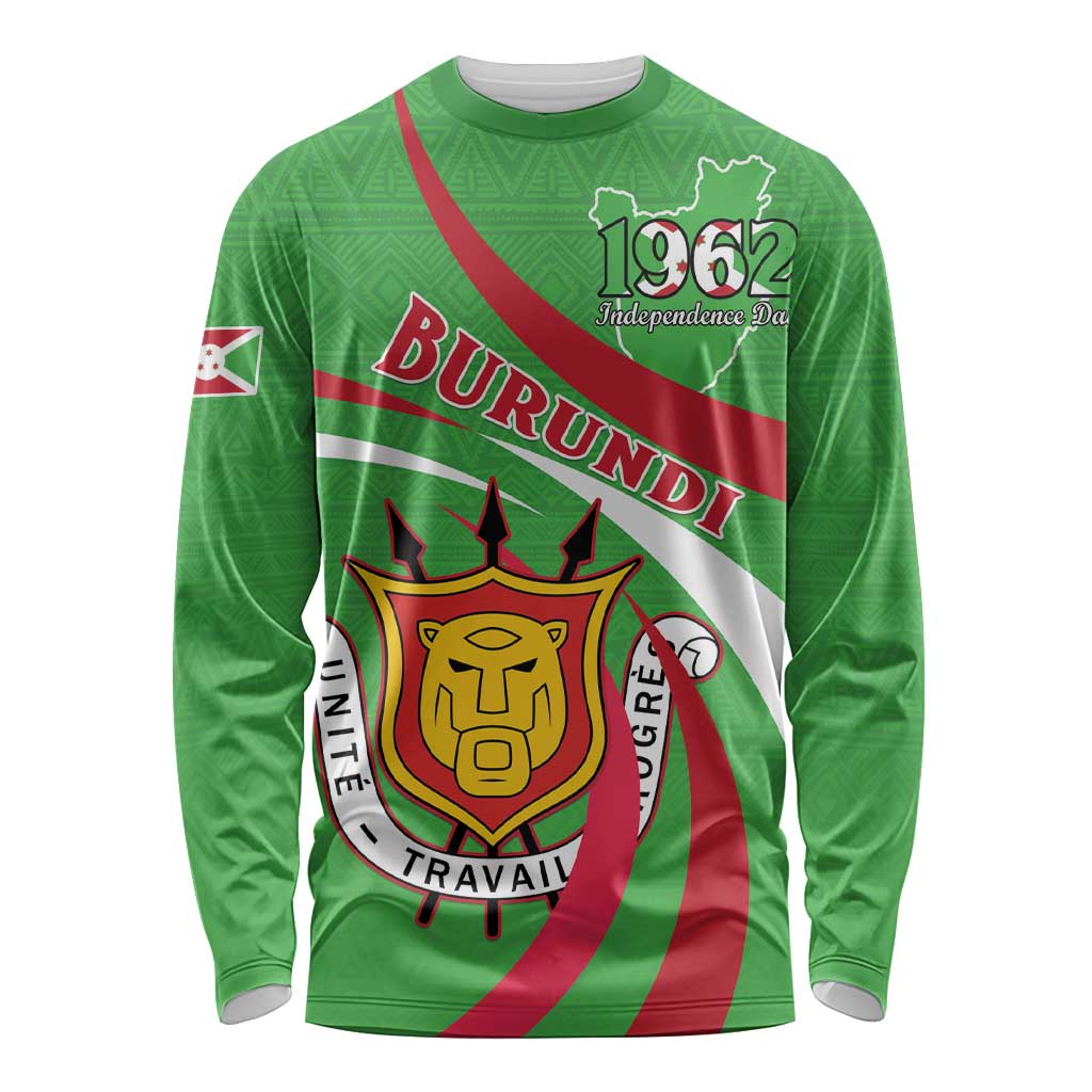 Personalized Burundi Independence Day Long Sleeve Shirt Coat Of Arms With Map