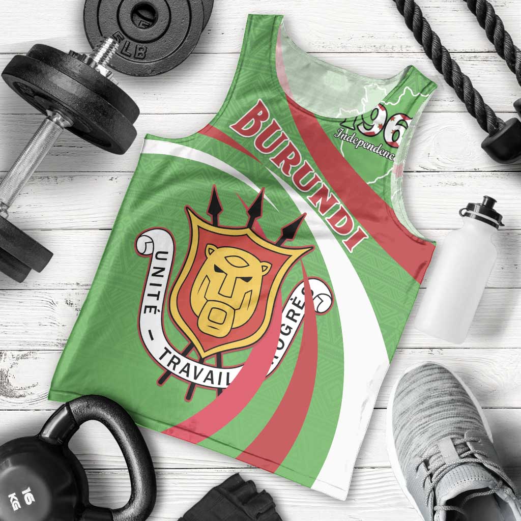 Personalized Burundi Independence Day Men Tank Top Coat Of Arms With Map