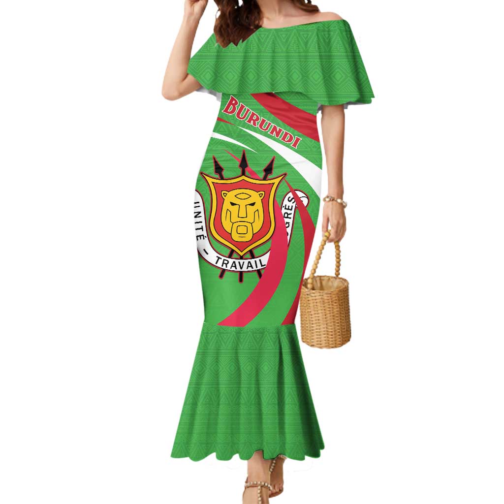 Personalized Burundi Independence Day Mermaid Dress Coat Of Arms With Map