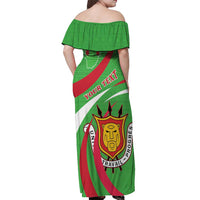 Personalized Burundi Independence Day Off Shoulder Maxi Dress Coat Of Arms With Map