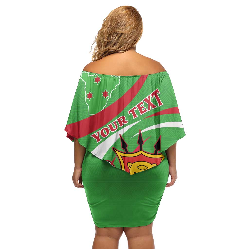 Personalized Burundi Independence Day Off Shoulder Short Dress Coat Of Arms With Map