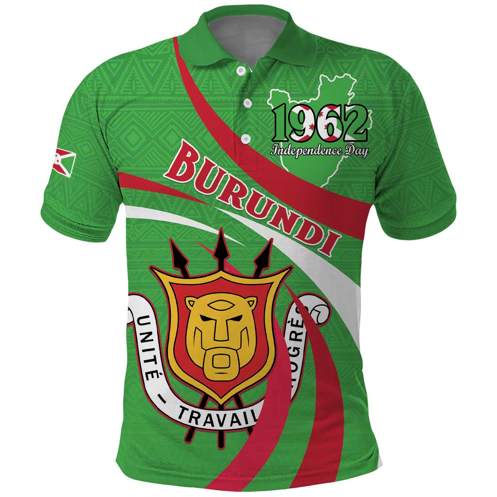 Personalized Burundi Independence Day Polo Shirt Coat Of Arms With Map