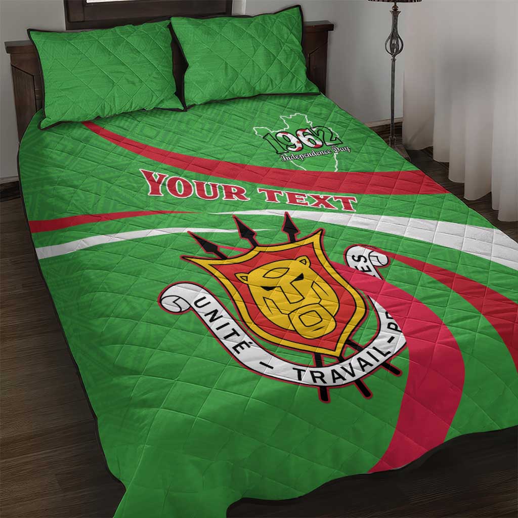 Personalized Burundi Independence Day Quilt Bed Set Coat Of Arms With Map