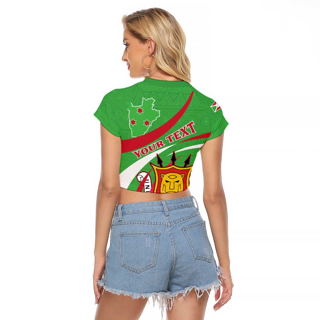 Personalized Burundi Independence Day Raglan Cropped T Shirt Coat Of Arms With Map