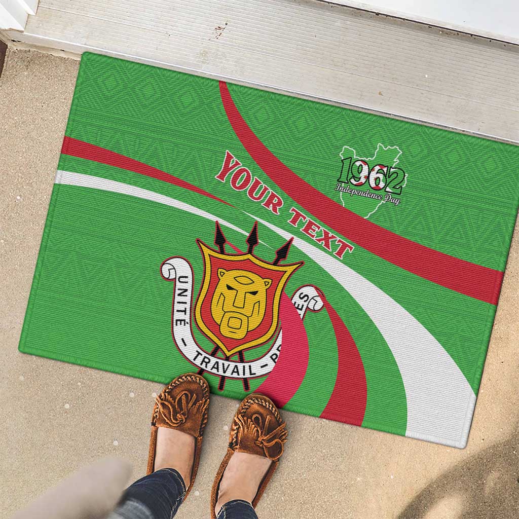Personalized Burundi Independence Day Rubber Doormat Coat Of Arms With Map
