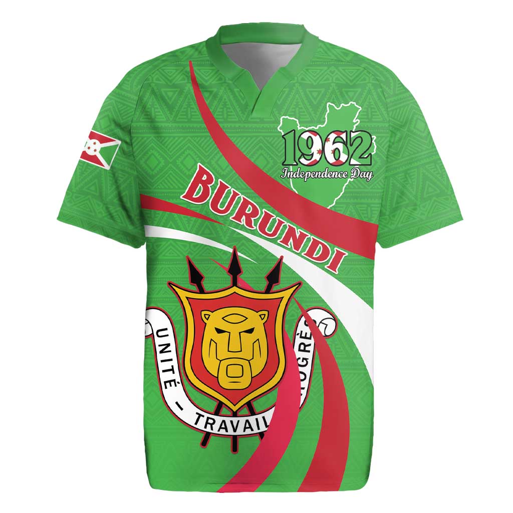 Personalized Burundi Independence Day Rugby Jersey Coat Of Arms With Map