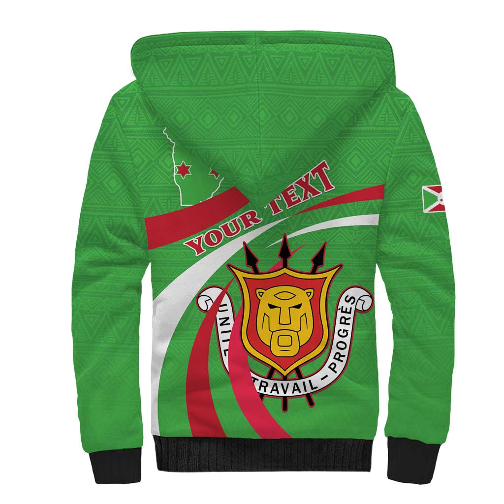 Personalized Burundi Independence Day Sherpa Hoodie Coat Of Arms With Map