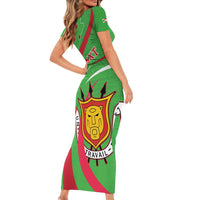 Personalized Burundi Independence Day Short Sleeve Bodycon Dress Coat Of Arms With Map